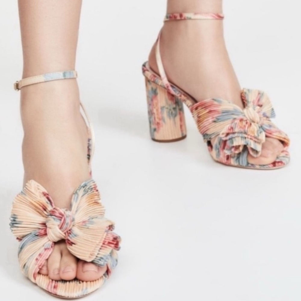 Loeffler Randall Camellia Women’s Heeled Sandal in Butter Floral Sz 7.5
